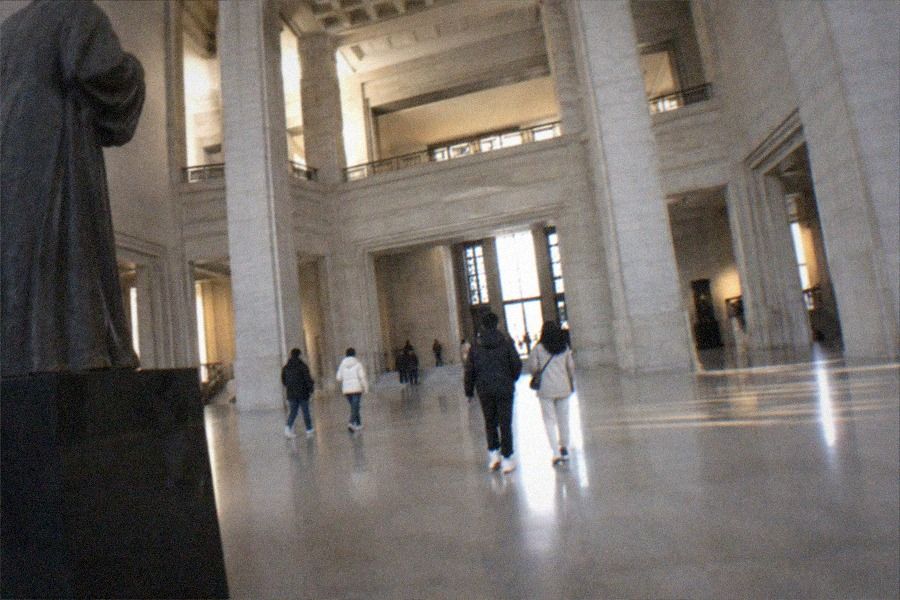 Ancient bronze vessels displayed in glass cases inside the National Museum of China's Ancient China galleries